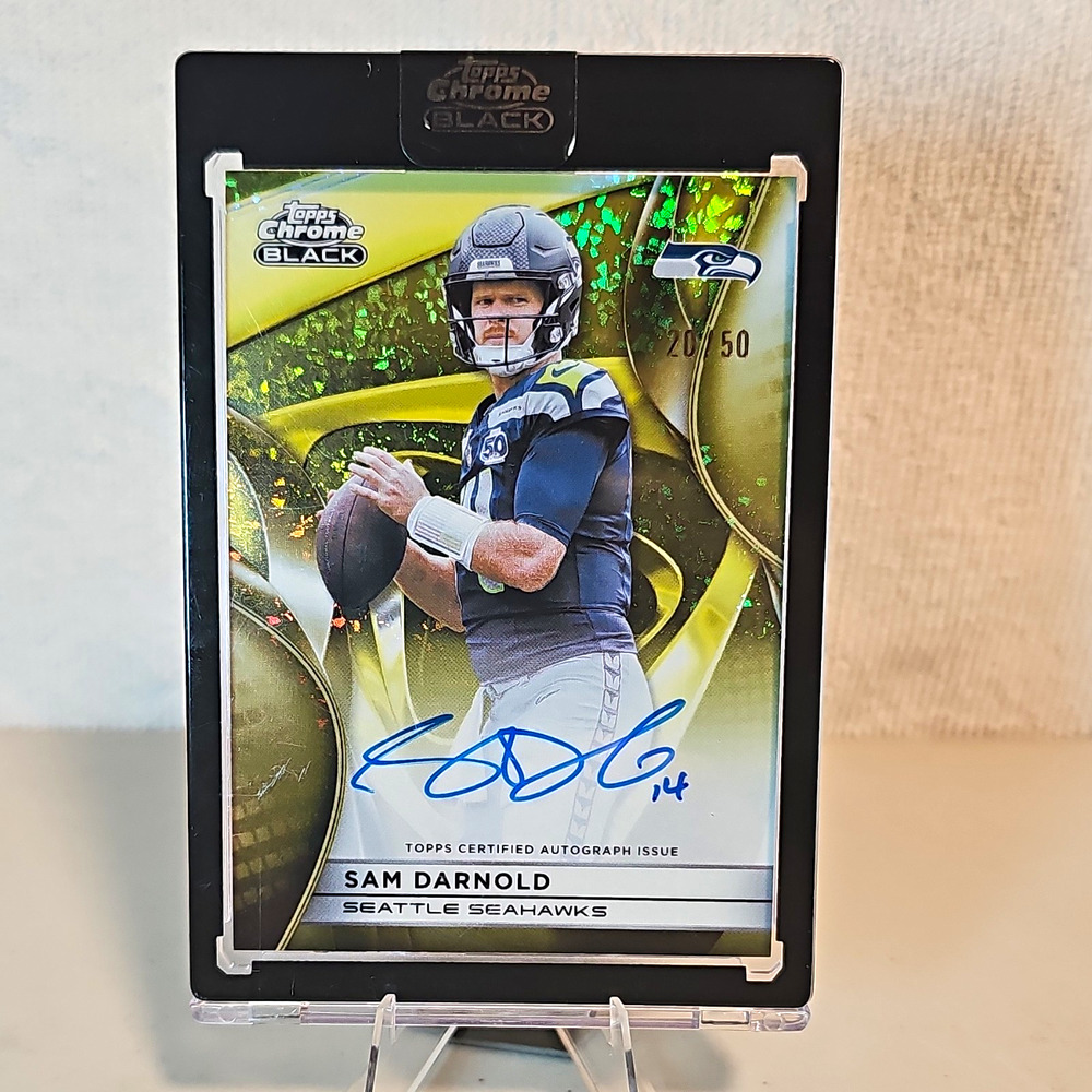 Topps 2025 Chrome Black Football Sam Darnold Auto AU-SD /50 Seahawks